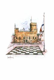 [ The main square of Marostica (Italy) serves as a giant chessboard for a highly original game of chess with costumed people as the chessmen. Picture postcard published by Golden, Rome. ]