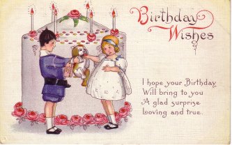 Birthday Wishes postcard, 1915.