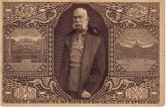 Franz Joseph I, Souvenir Postcard, 1908.