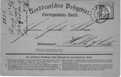 North German Confederation Correspondenz-Karte, 1872.