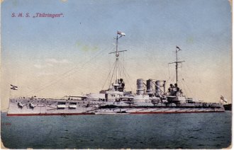 S.M.S. Thüringen, German battleship, ca. 1915.