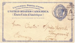 A bilingual Universal Postal Union card from the United States, postally used in 1893.