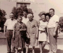 [ Heinerich Millis, Bertha (Feldstein) Millis, Lucian Millis, Ida (Fisher) Lupu, Liora (Zaharia) Millis, Dida (Lupu) Millis and Samuel Millis, Israel, 1971 ]